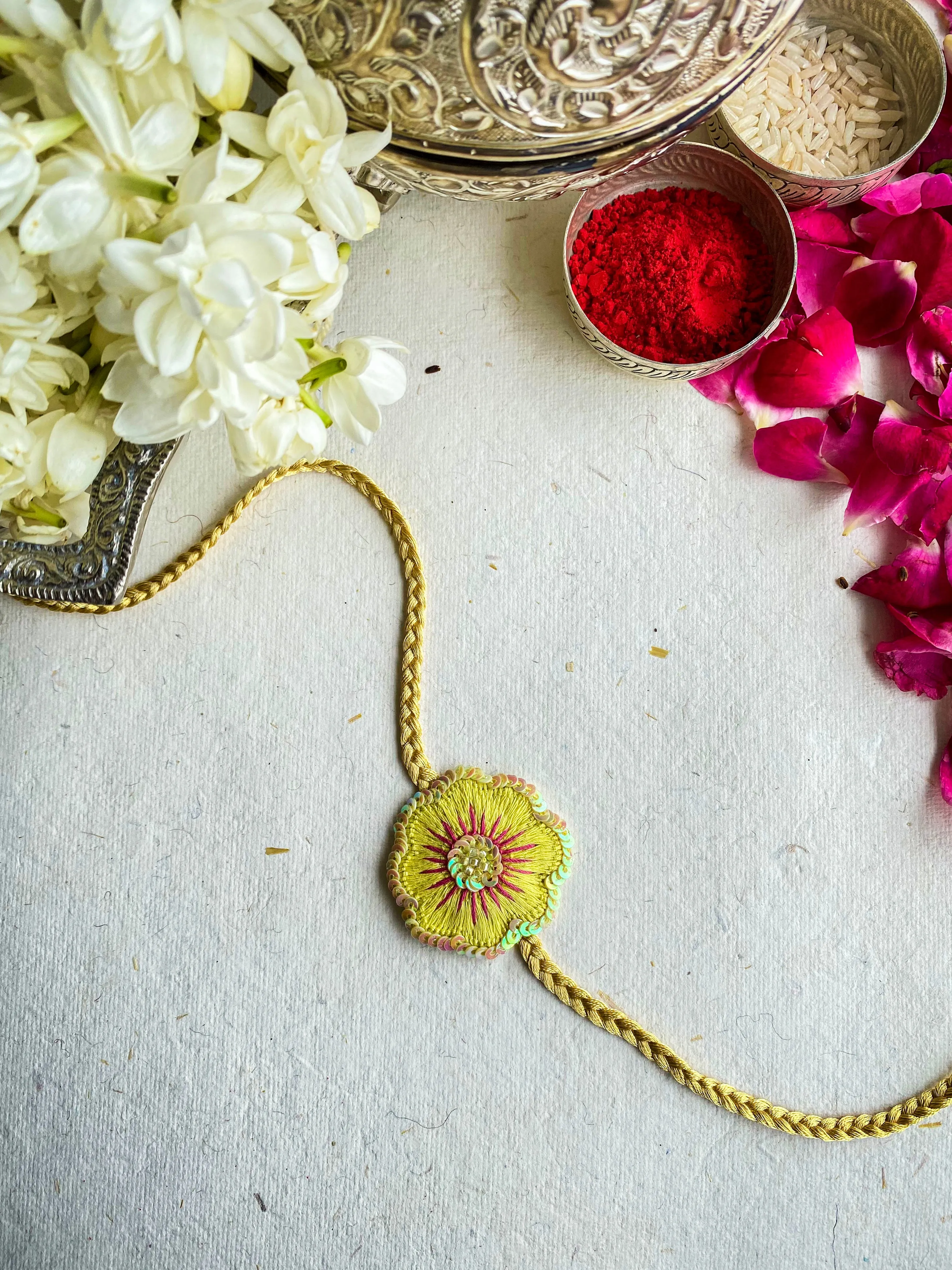 Lily of the Valley Embroidered Rakhi