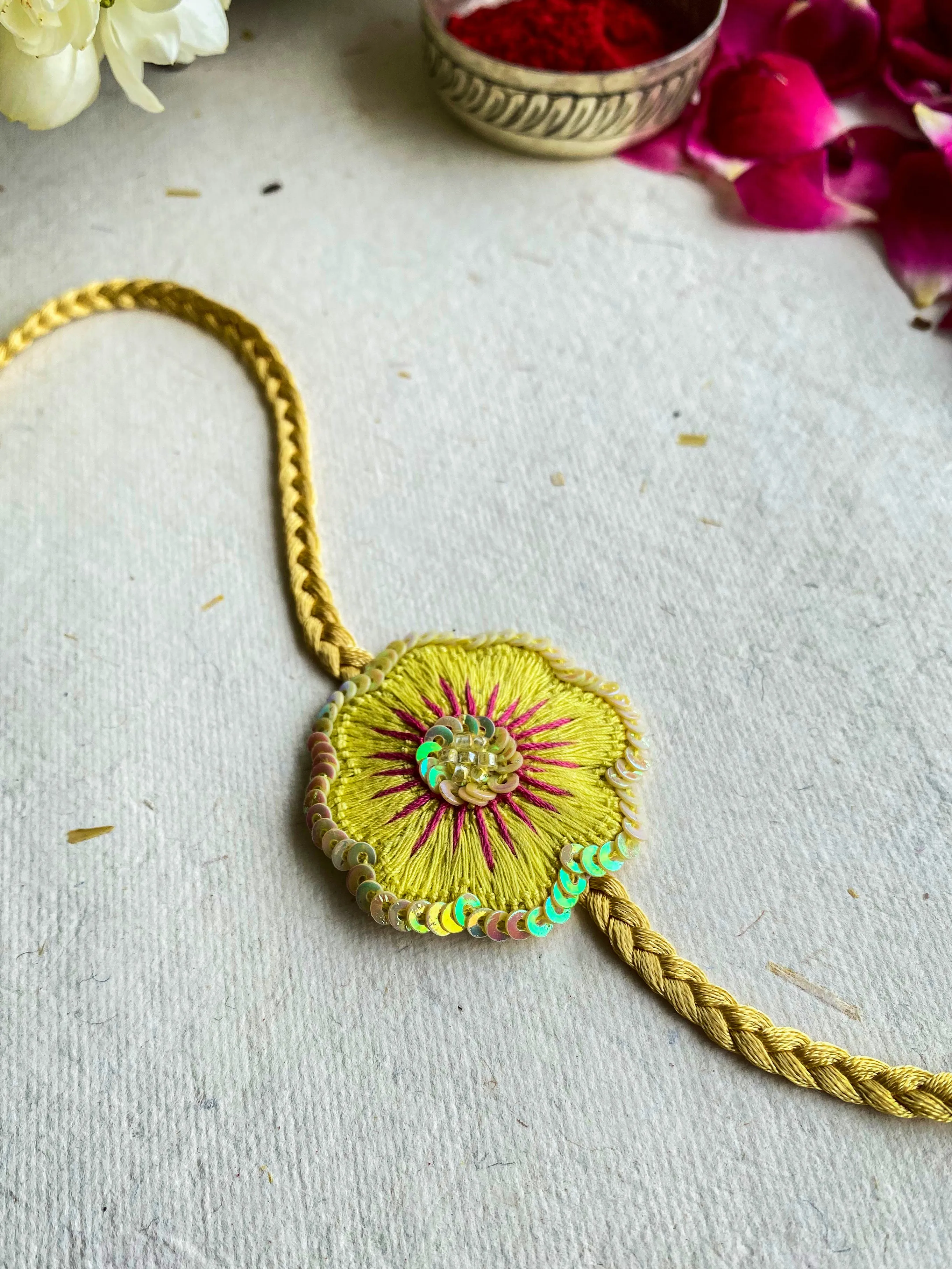 Lily of the Valley Embroidered Rakhi