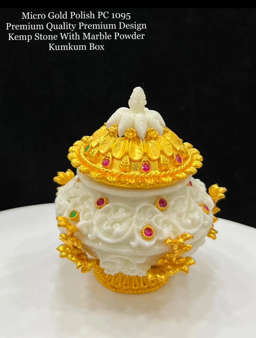 Mangala Shree, Micro Gold Polish Kemp Stone With Marble Powder Design Sindoor Cheppu-SAY001MSDM