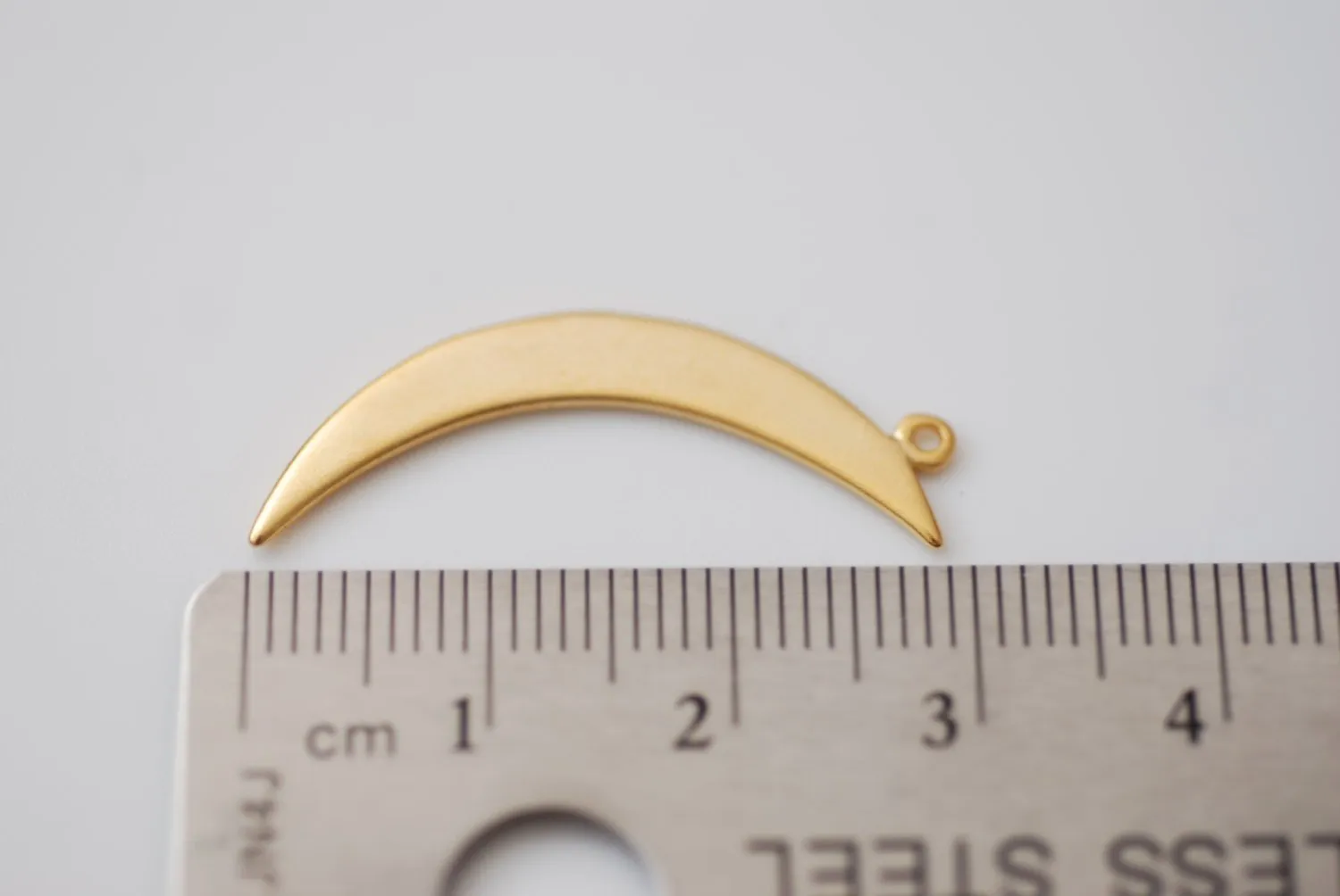 Matte Vermeil Wholesale Gold Crescent Moon Charm- 18k gold plated over Sterling Silver, Gold Half moon charm pendant, Gold Tusk Charm, Gold Moon Charm