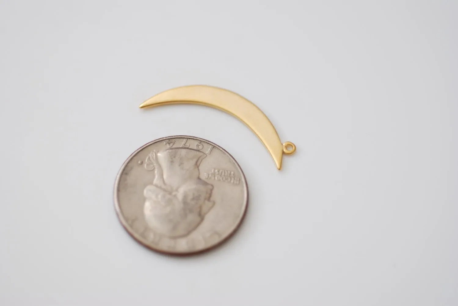 Matte Vermeil Wholesale Gold Crescent Moon Charm- 18k gold plated over Sterling Silver, Gold Half moon charm pendant, Gold Tusk Charm, Gold Moon Charm