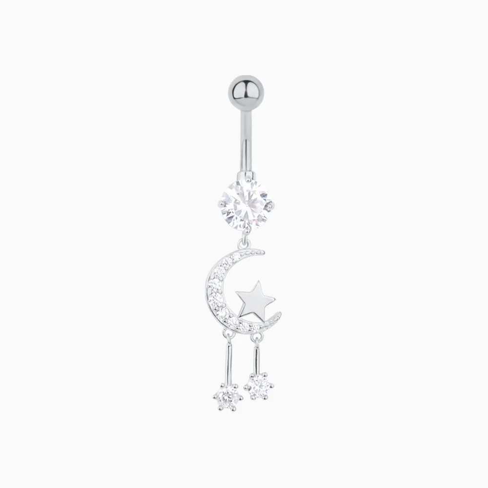 Moon & Star Pendant Belly Ring