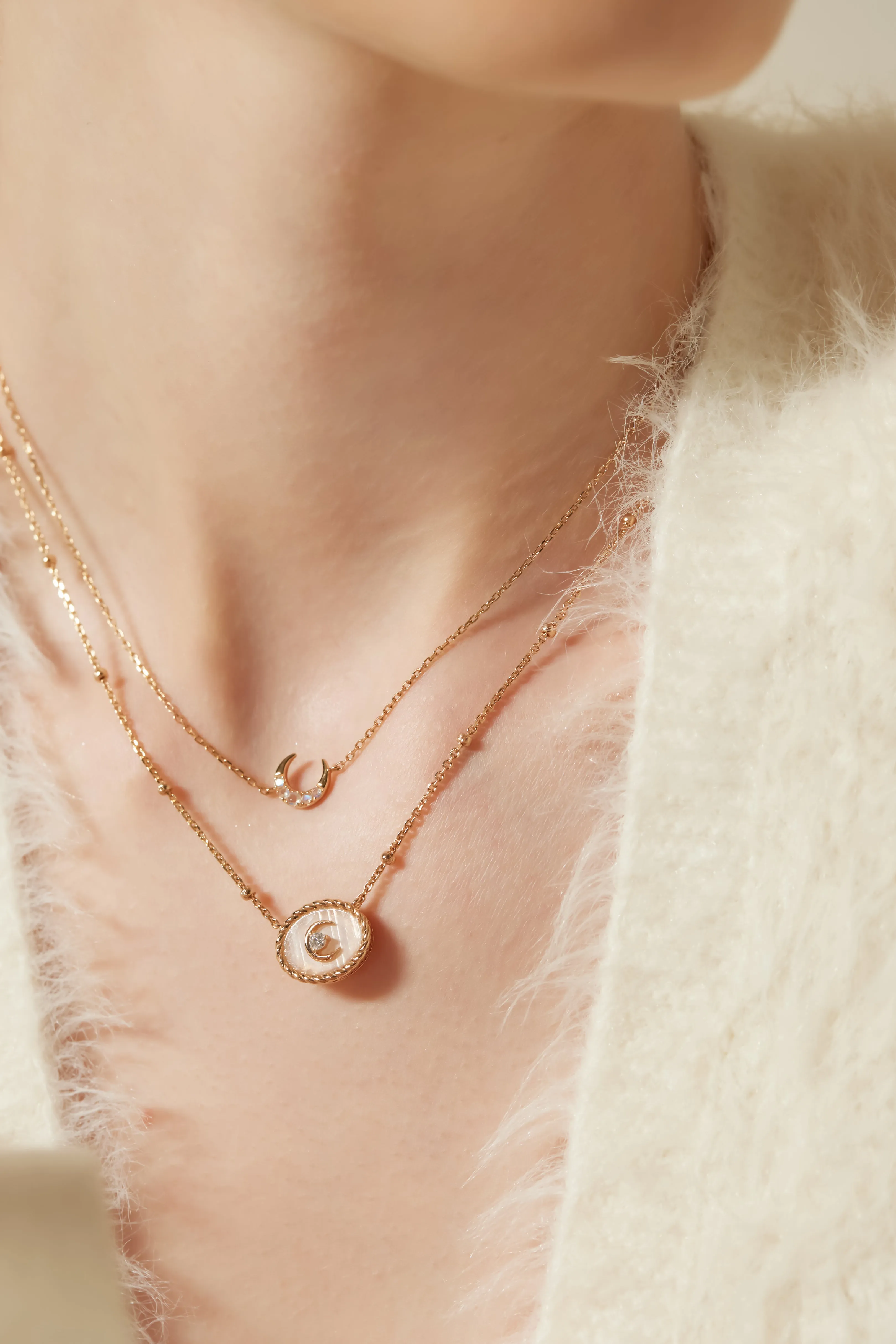 Moonstone Gold Petite Moon Necklace