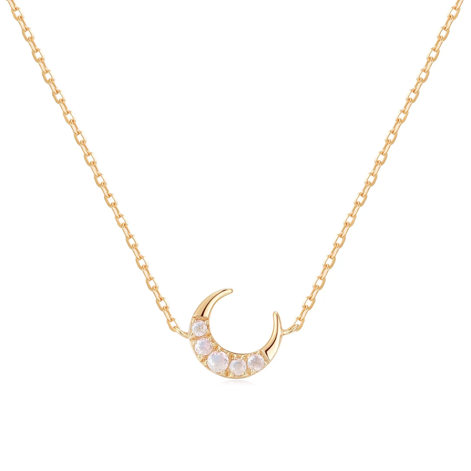 Moonstone Gold Petite Moon Necklace