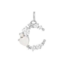 Moonstone Silver Crescent Moon Pendant - Dear Love