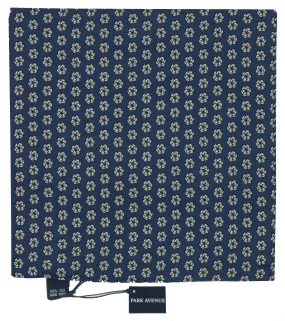 Navy Floral Print Silk Pocket Square