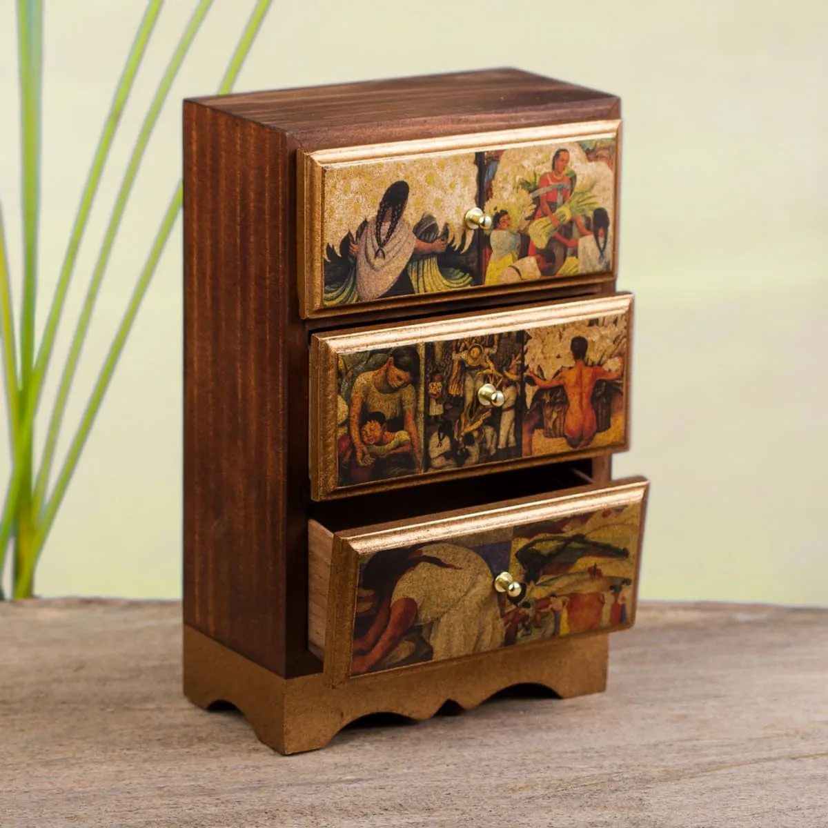 Novica Diego Riveras Mexico Decoupage Jewelry Chest