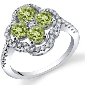 Peridot Round Cut Sterling Silver Ring Size 9