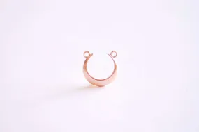 Pink Rose Wholesale Gold Crescent Moon Connector- Vermeil Gold plated Sterling Silver, Moon Charm, Half Moon, Link Spacer, horizontal, U Shaped, 357