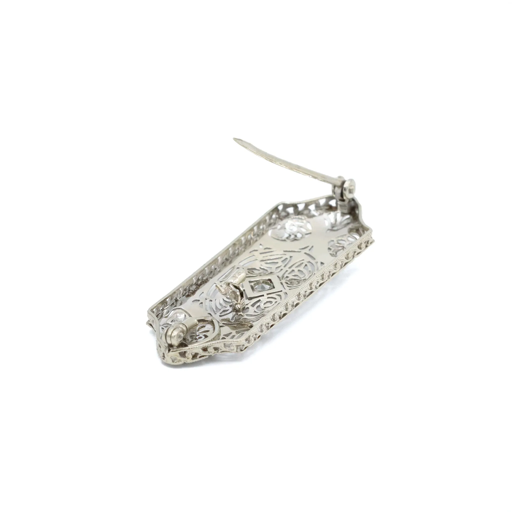 Platinum Antique Old European Cut Diamond Brooch