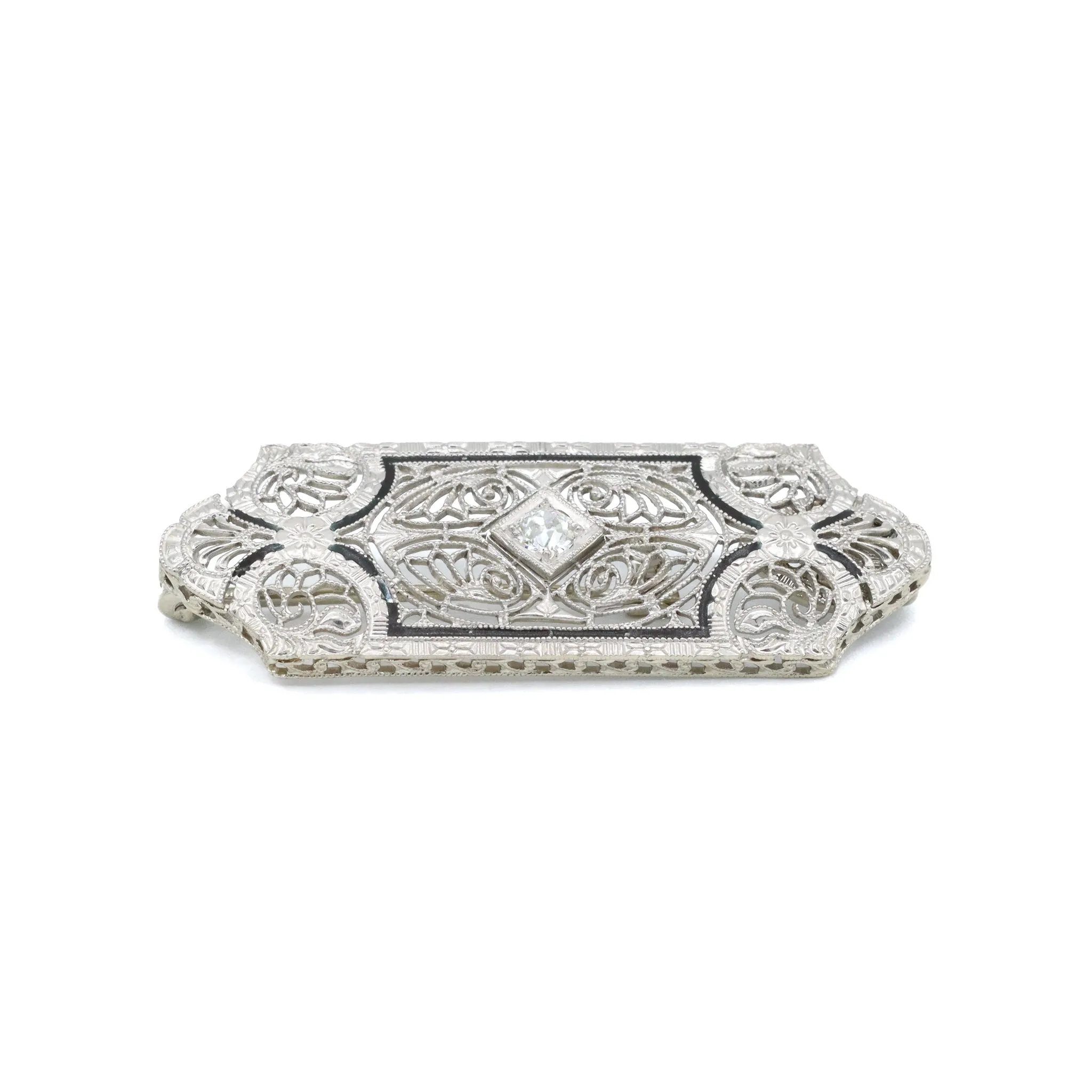 Platinum Antique Old European Cut Diamond Brooch