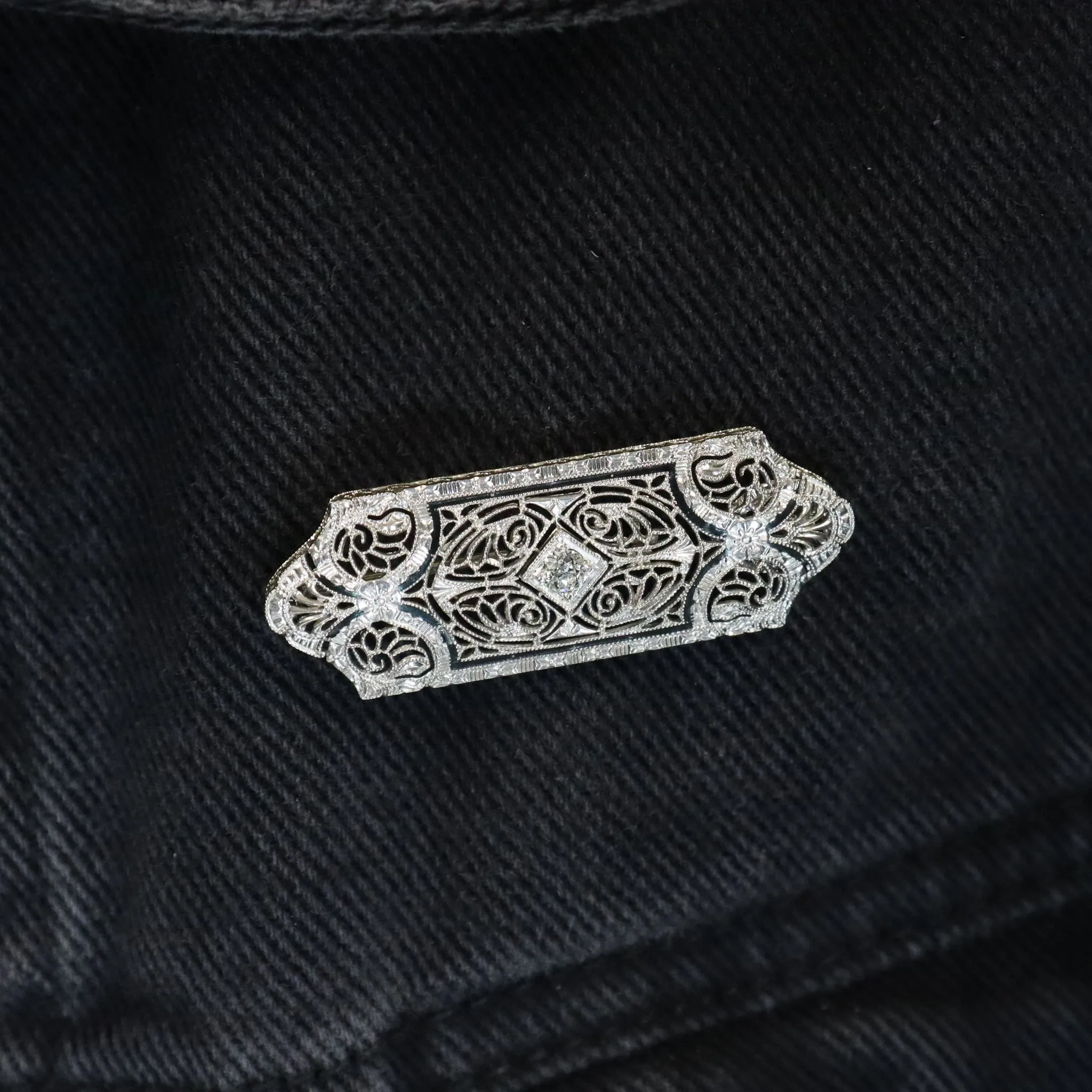 Platinum Antique Old European Cut Diamond Brooch