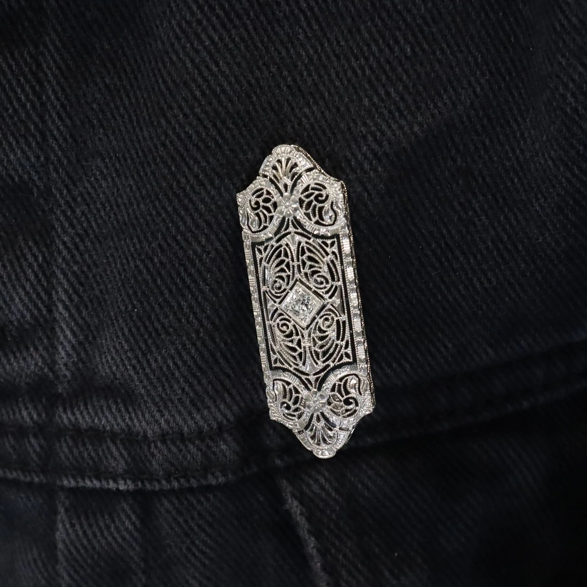 Platinum Antique Old European Cut Diamond Brooch