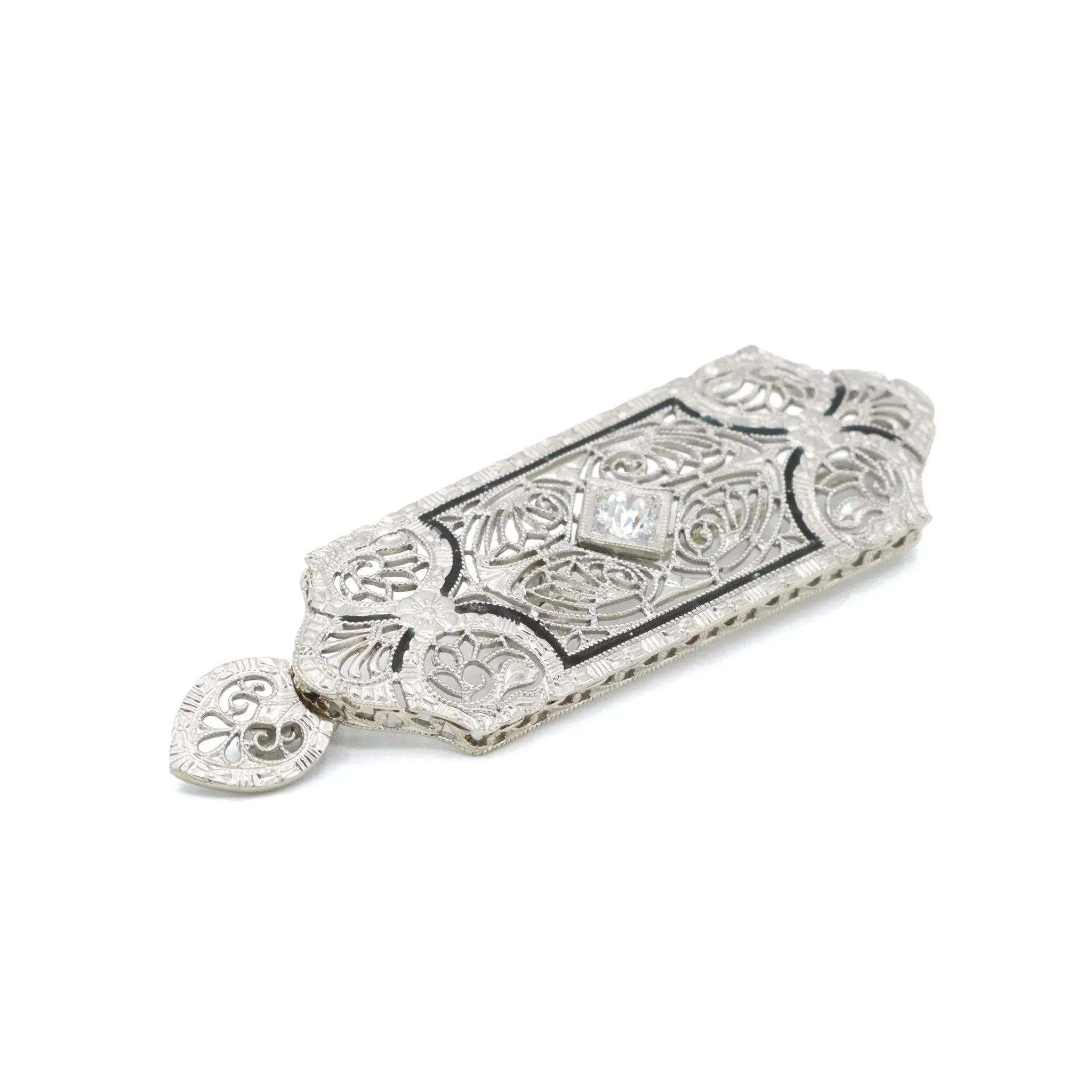 Platinum Antique Old European Cut Diamond Brooch