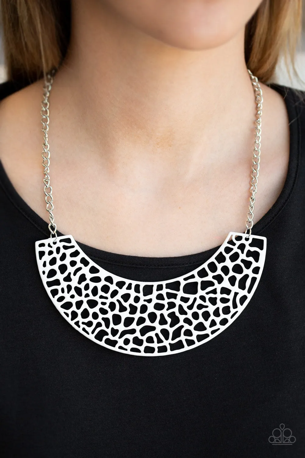 Powerful Prowl - White Paparazzi Necklace