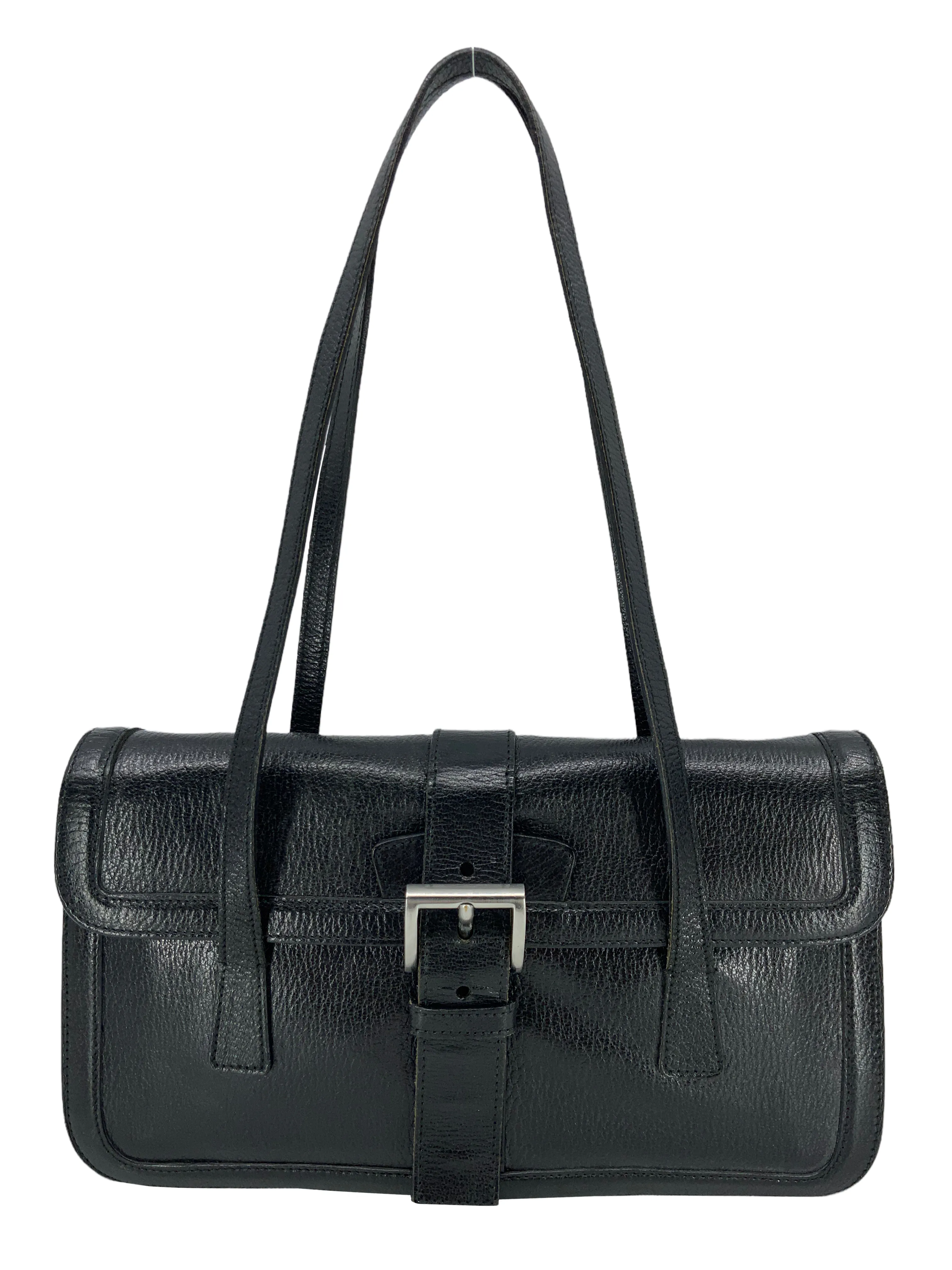 Prada Leather Buckled Flap Shoulder Bag