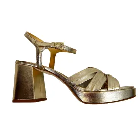 Reformation Brand New Gold Leather Block Heel Sandals 37.5