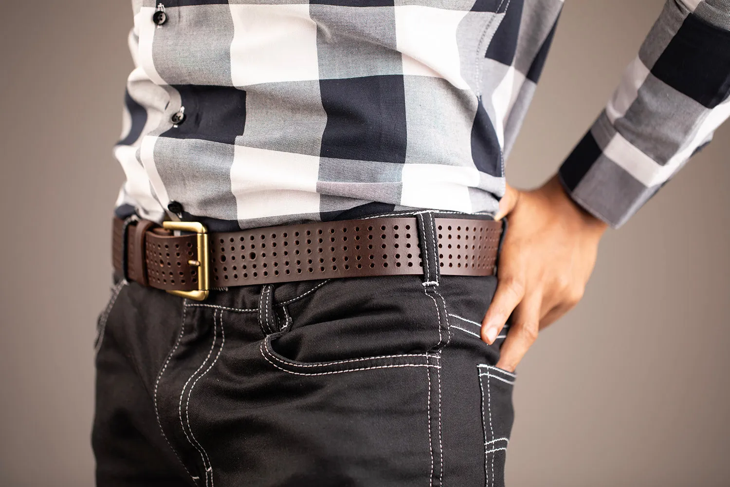 Roller Buckle Leather Belt For Men