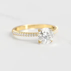 Round Half Pave Tapered Diamond Ring