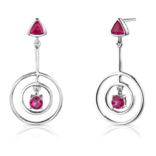 Ruby Sterling Silver Pendant Earrings Set