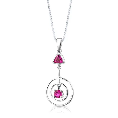 Ruby Sterling Silver Pendant Earrings Set