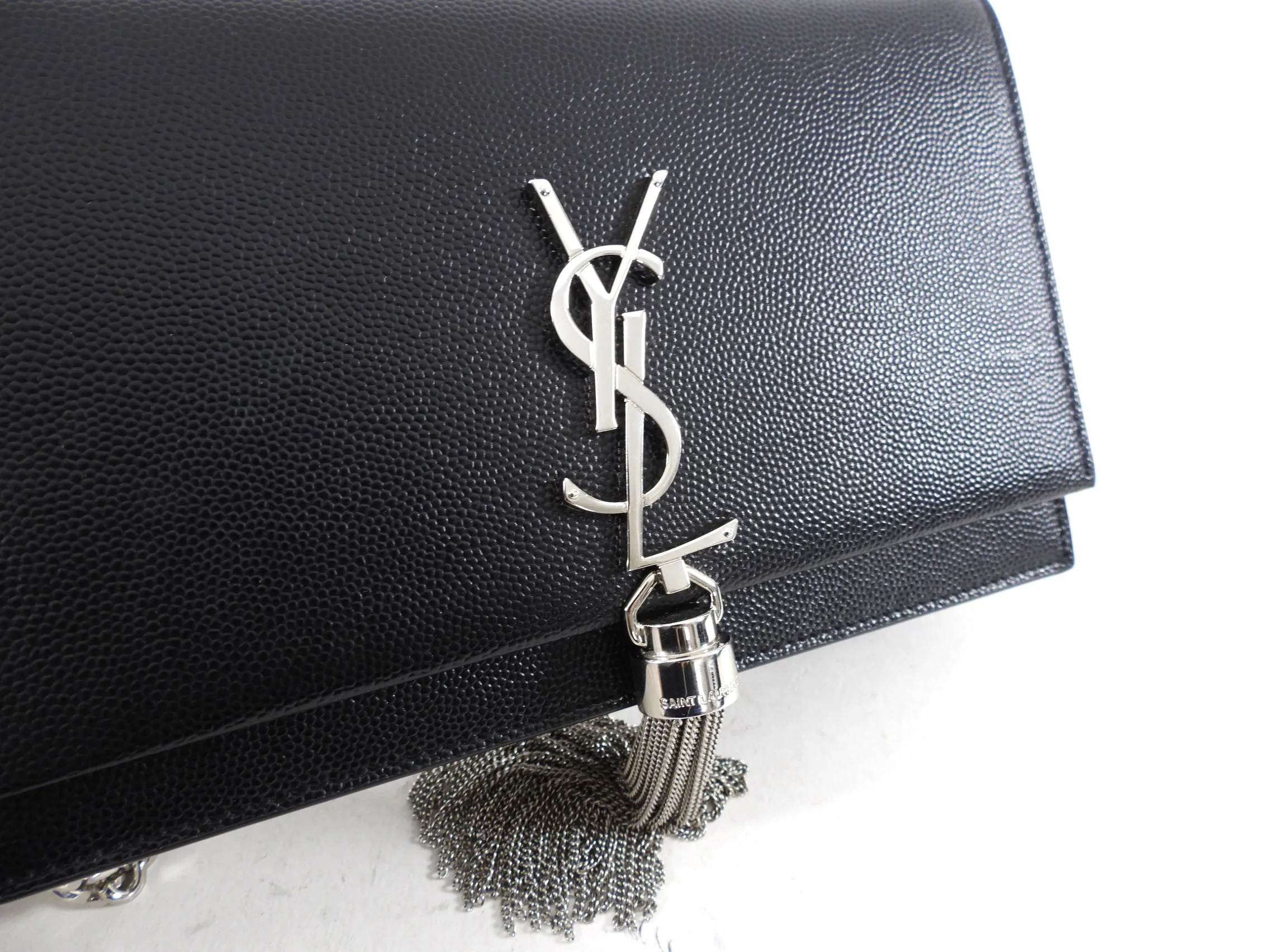 Saint Laurent Black Kate Tassel Wallet on Chain Bag