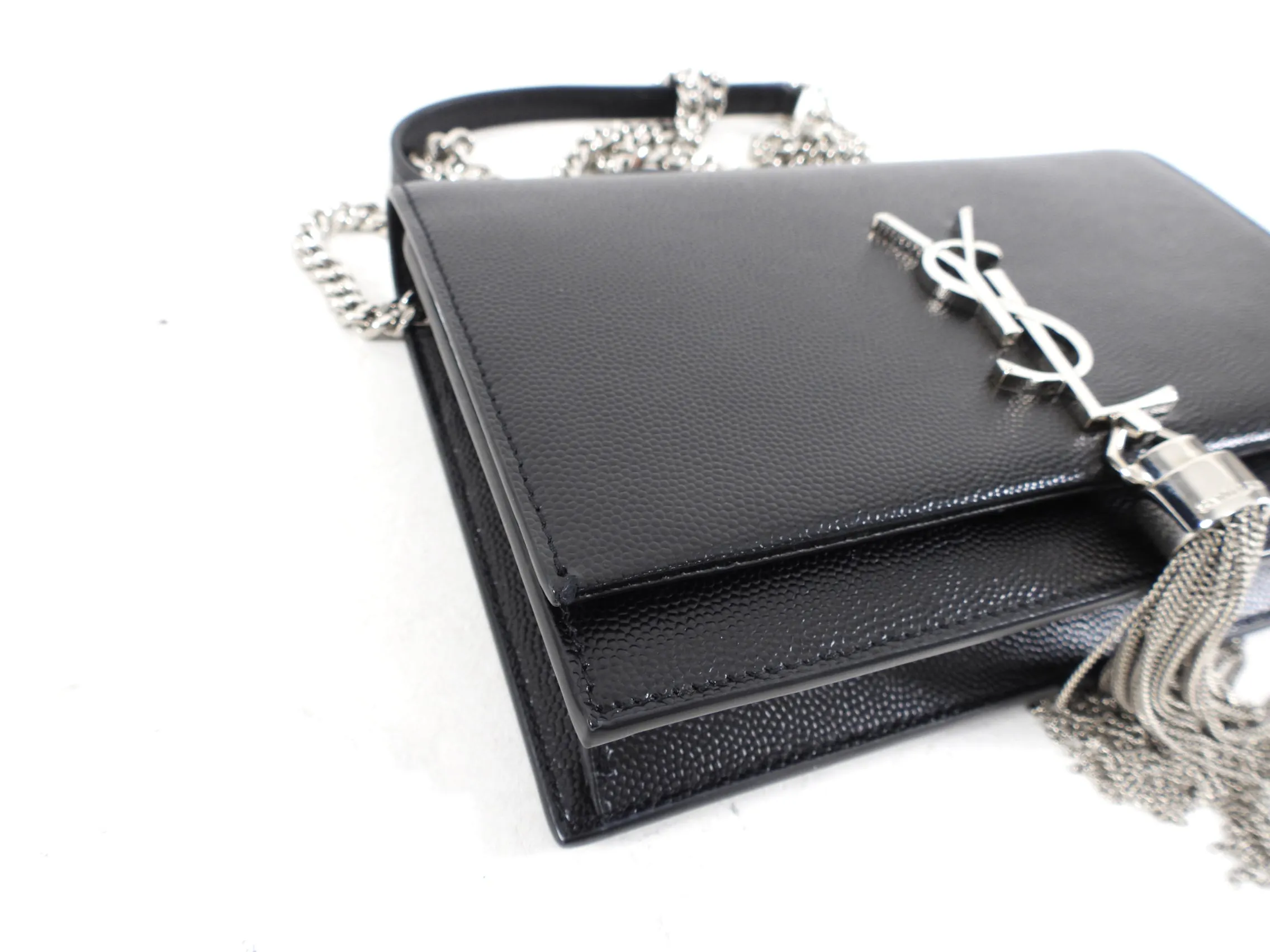 Saint Laurent Black Kate Tassel Wallet on Chain Bag