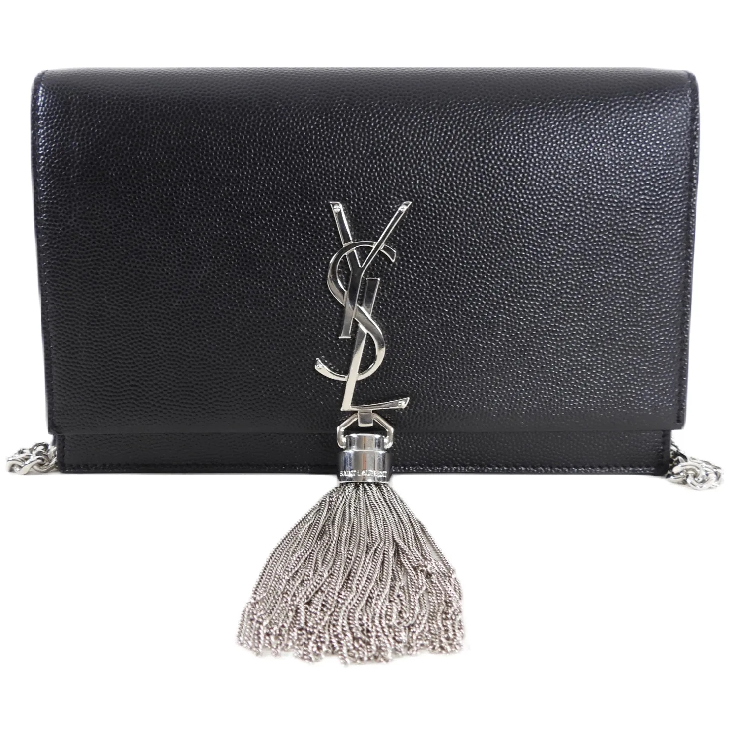 Saint Laurent Black Kate Tassel Wallet on Chain Bag