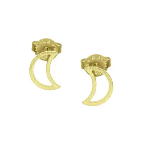 Sheila Fajl Luna Mia Moon Stud Earrings in Brushed Gold Plated