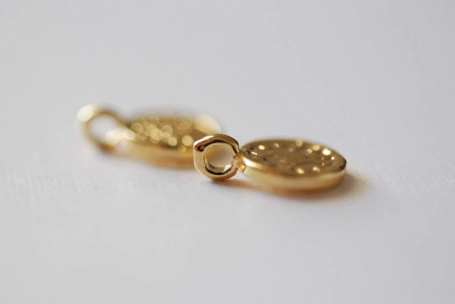 Shiny Gold small disc charm- Vermeil 22k Gold over Sterling Silver round disc charm , Small Gold Round Circle Charm, Vermeil Gold Round Disc