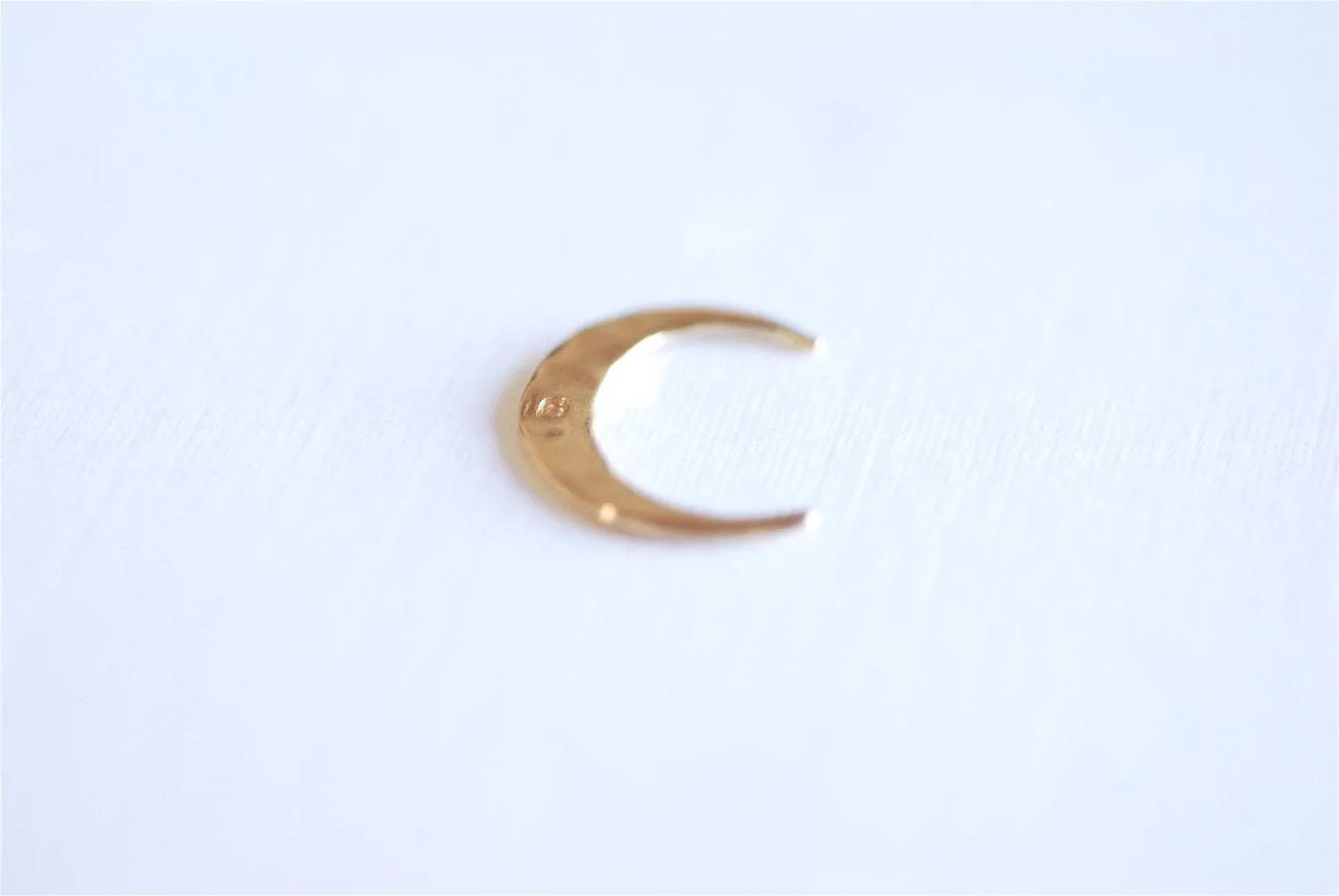 Shiny Vermeil Wholesale Gold Hammered Crescent Moon Charm Pendant- 18k gold plated over sterling Silver Half Moon, Gold Double Horn Charm, Moon, 246