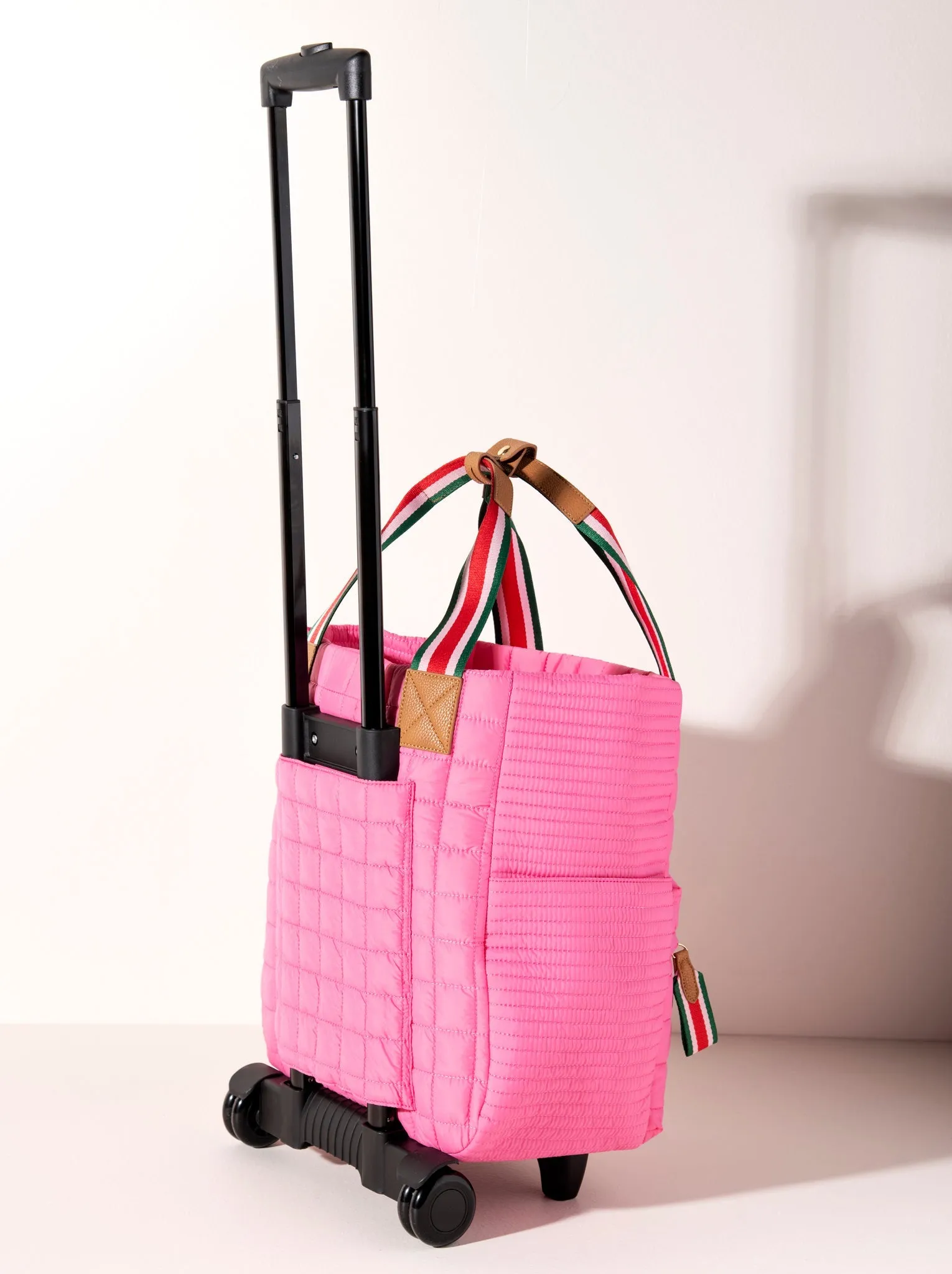 Shiraleah Ezra Quilted Nylon Roller Tote, Pink