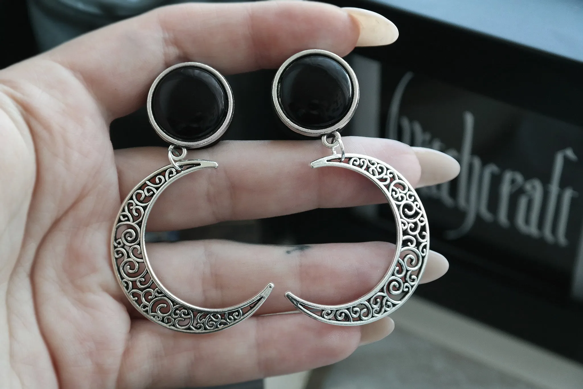 Silver Crescent Moon Plugs