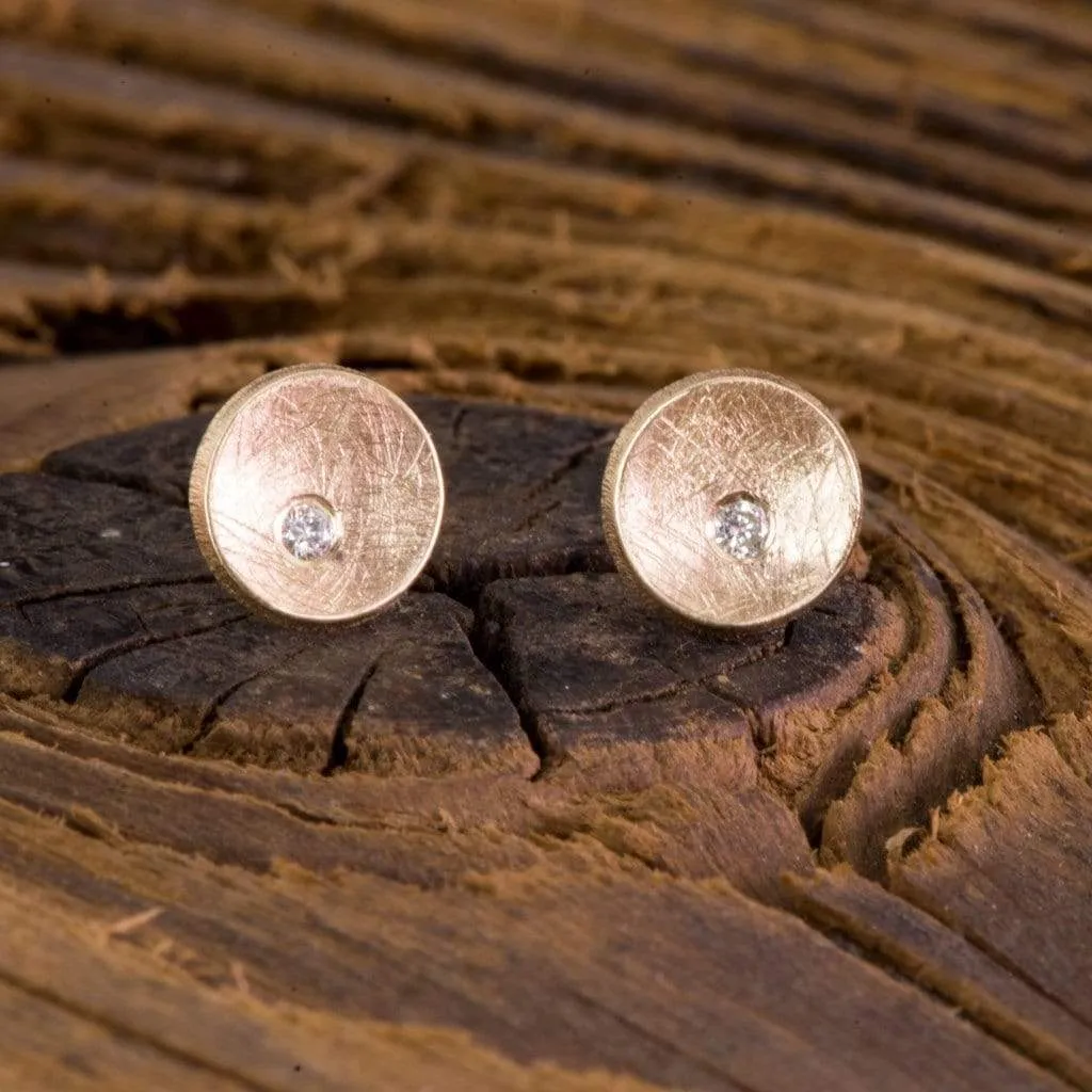 Small Concave Round Simple Diamond Studs Earrings