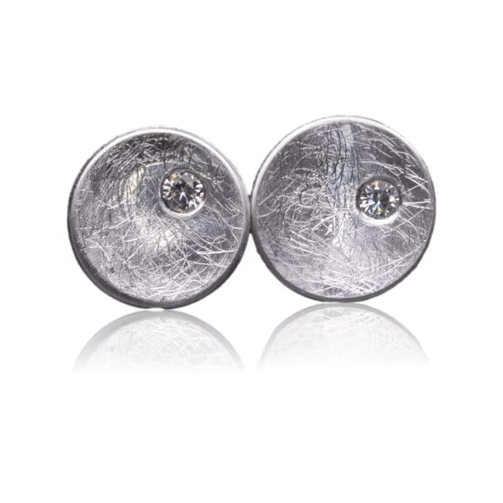 Small Concave Round Simple Diamond Studs Earrings