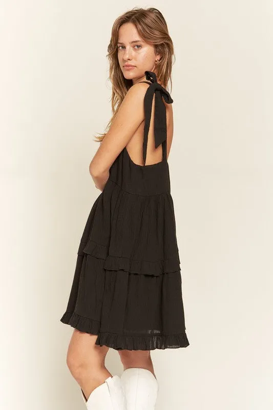 Square neck ruffle dress