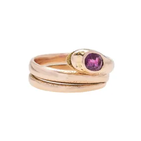 Victorian 14kt Rose Gold   Ruby Snake Ring 0.85ctw