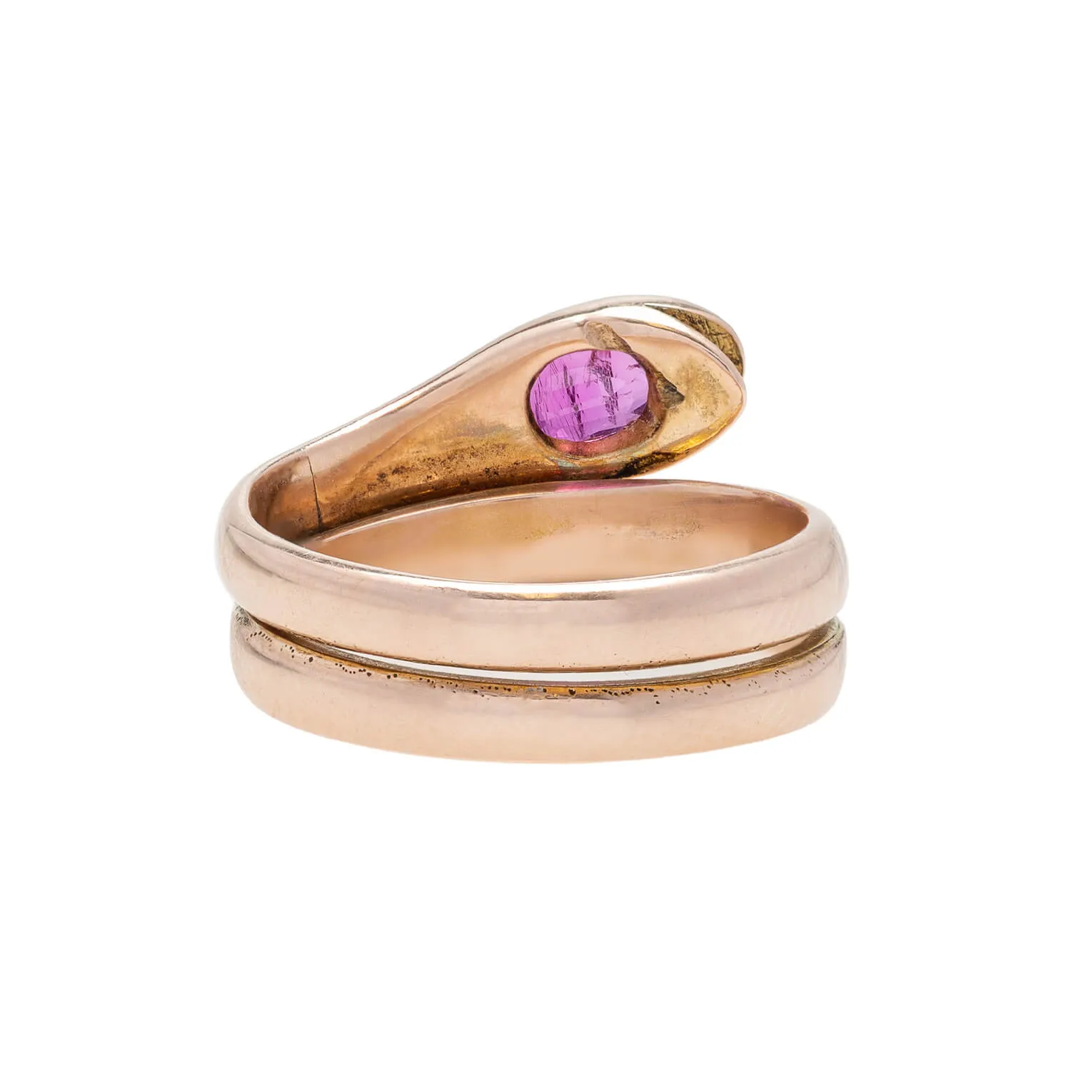 Victorian 14kt Rose Gold   Ruby Snake Ring 0.85ctw