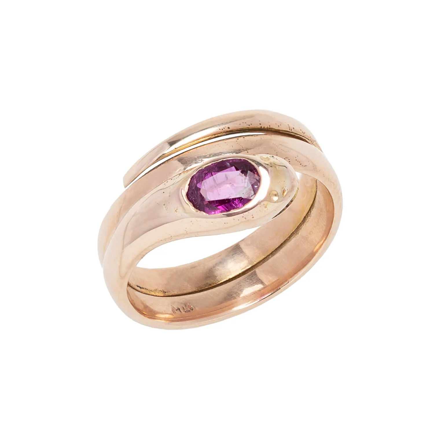 Victorian 14kt Rose Gold   Ruby Snake Ring 0.85ctw