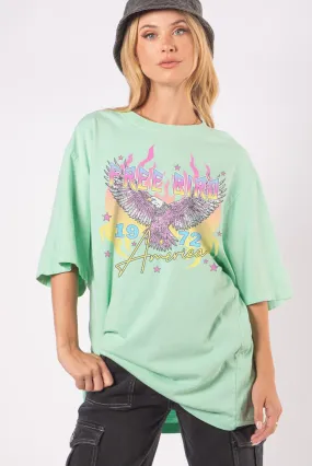 Washed Freebird Oversized Cotton Graphic Tees