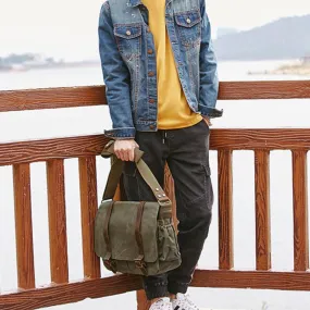 Waterproof Canvas DSLR Camera Bag Waxed Canvas Shoulder Bag Retro Messenger Bag