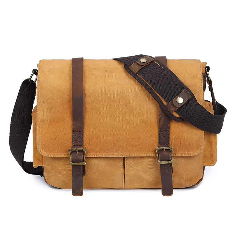 Waterproof Canvas DSLR Camera Bag Waxed Canvas Shoulder Bag Retro Messenger Bag