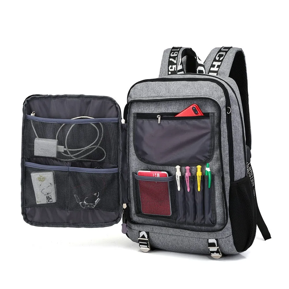 Waterproof Student Backpack With USB Charging Port