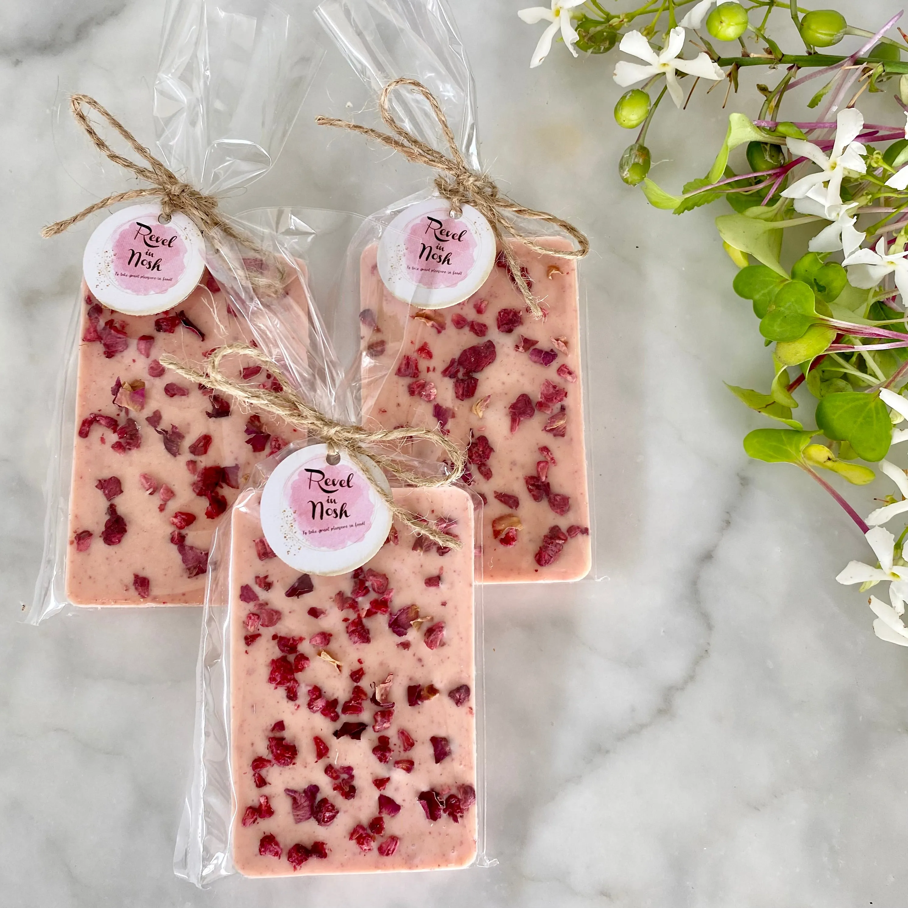 White Chocolate & Berry (with a hint of rose) Chocolate Bar