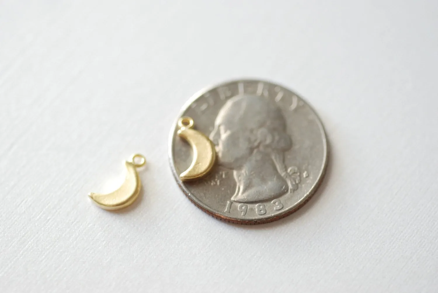 Wholesale Vermeil Gold Crescent Moon Charms, 18k gold over Sterling Silver, Vermeil Gold Half Moon, Matte moon, Vermeil Gold Charms