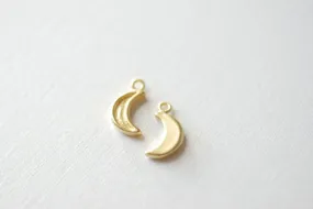 Wholesale Vermeil Gold Crescent Moon Charms, 18k gold over Sterling Silver, Vermeil Gold Half Moon, Matte moon, Vermeil Gold Charms