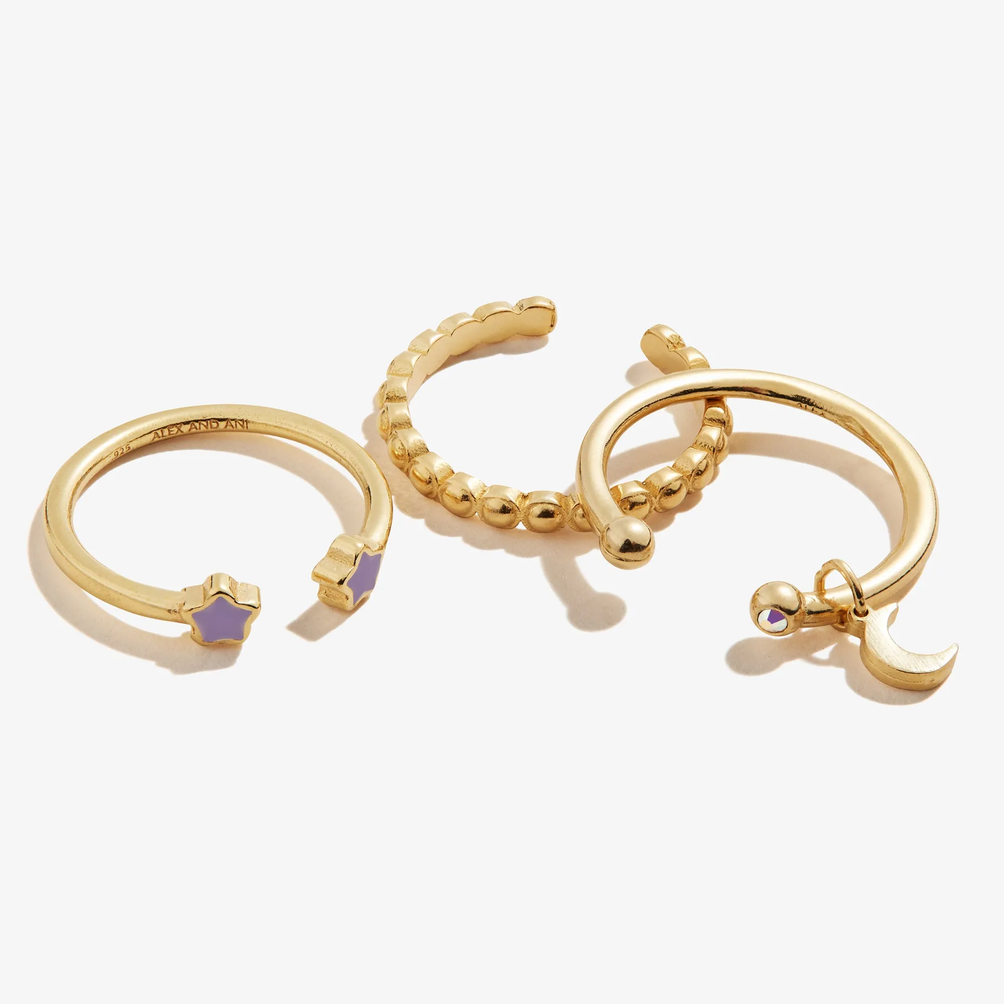 Wish Upon a Star Rings, Gold, Set of 3