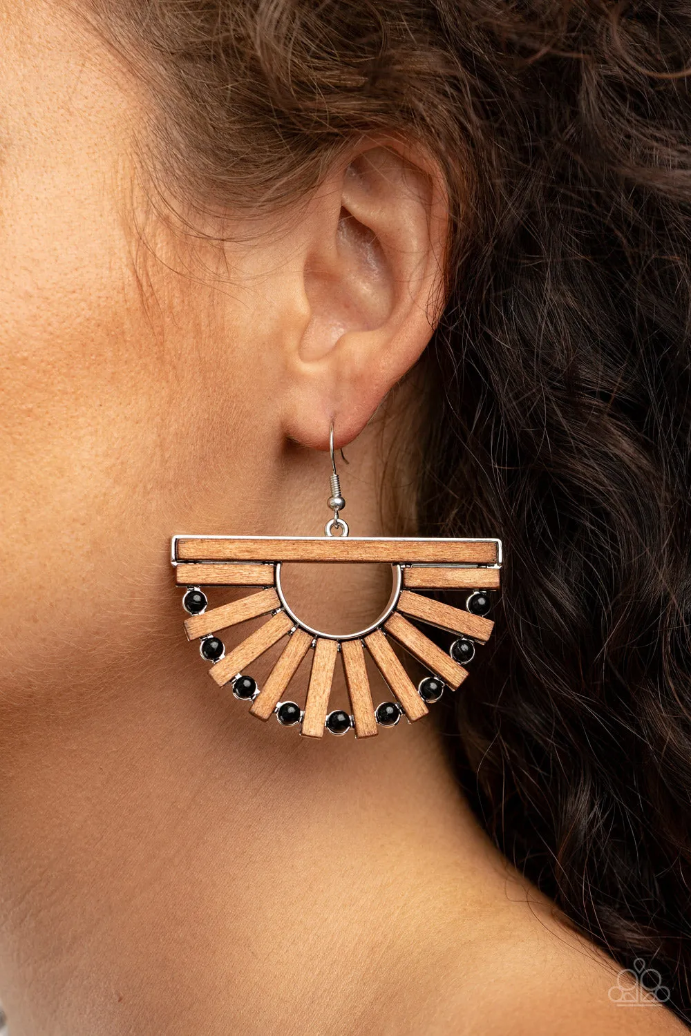 Wooden Wonderland - Black Paparazzi Earring